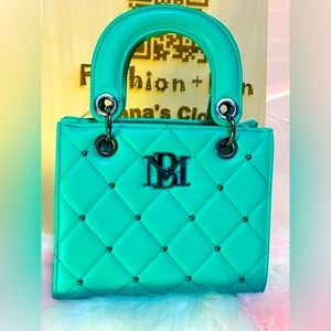 🔥 NWT BADGLEY MISCHKA SMALL QUILTED SEA-FOAM GREEN STUDDED PURSE